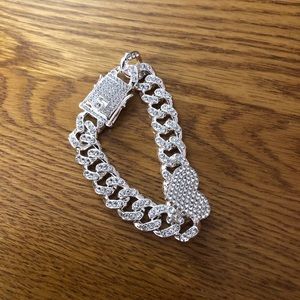 Luxury, glitter, chunky heart charm, rhinestone bracelet